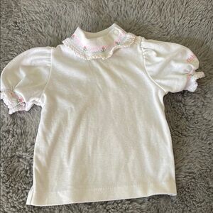 Vintage OshKosh B'gosh White Blouse sz 3/6M Top Flowers